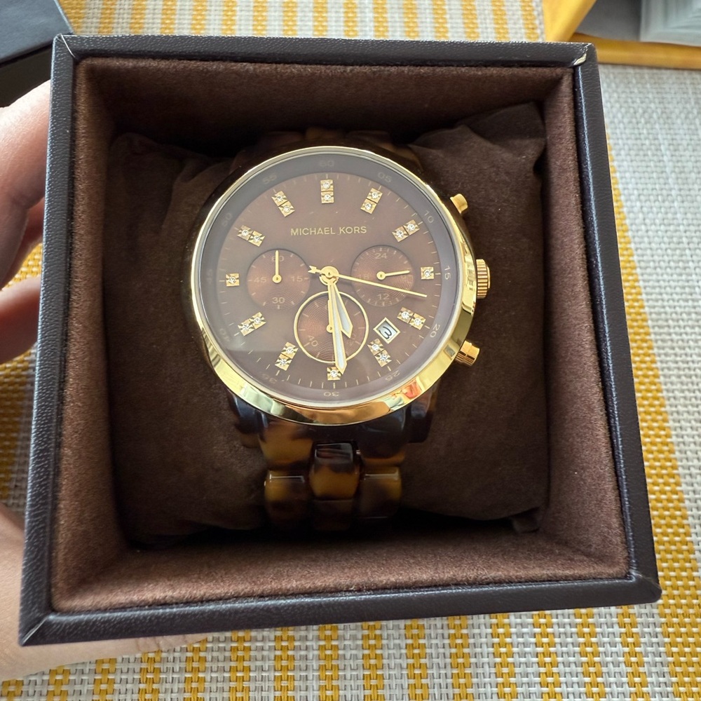 Michael Kors Gold and Brown Chronograph Watch